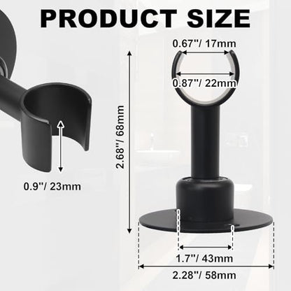 Hordion Shower Head Holder Wall Mount, 360°Adjustable, Black | Handheld Shower Head Holder Bracket, Stainless Steel Showerhead Wand Bracket, Shower Spray Holder