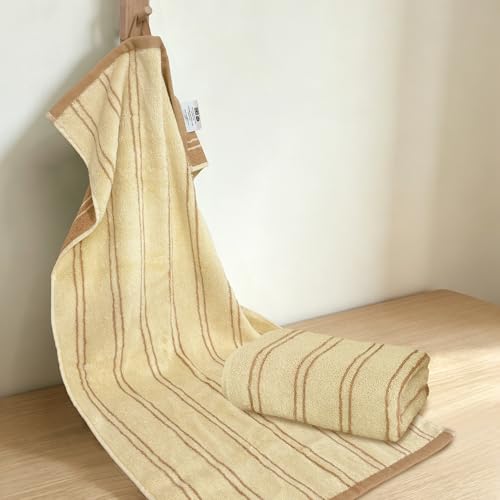 VOOVA & MOVAS 2 Pack Large Striped Hand Towels,68% Rayon from Bamboo, 32% Cotton,32x16 Inches,Ultra Soft Breathable Highly Absorbent for Bathroom Gym,Brown - color: Brown Striped