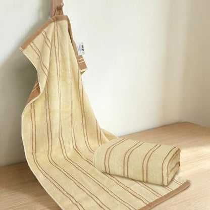 VOOVA & MOVAS 2 Pack Large Striped Hand Towels,68% Rayon from Bamboo, 32% Cotton,32x16 Inches,Ultra Soft Breathable Highly Absorbent for Bathroom Gym,Brown - color: Brown Striped