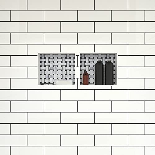 Tile Redi USA RNDH1614S-14 Niche Double Recessed Shower Shelf, Two Shelves, 14" H X 32" W, Black - size: 14" H X 32" W, style: 2 Shelves