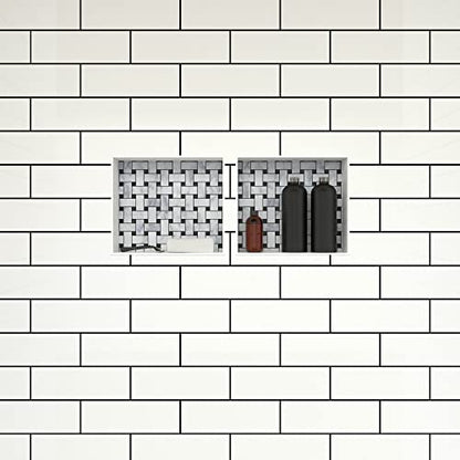 Tile Redi USA RNDH1614S-14 Niche Double Recessed Shower Shelf, Two Shelves, 14" H X 32" W, Black - size: 14" H X 32" W, style: 2 Shelves