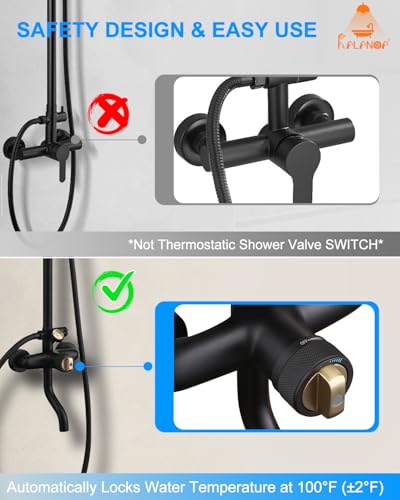 Outdoor Shower Fixture, 304 Stainless Wall Mouted for Yard | Thermostatic, 3 Functions Handle Shower, Exposed Shower with 10" Rain Head for Outside Yard Pool Seaside