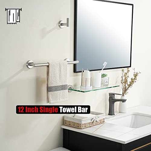 JQK Bathroom Towel Bar, 15 Inch 304 Stainless Steel Thicken 0.8mm Towel Rack, Towel Holder Brushed Finished Wall Mount, Useable Length 12 Inch, TB110L12-BN - color: Brushed, size: 15 Inch