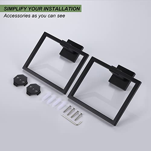 KOKOSIRI Hand Towel Ring Shower Towel Hanger 2PC Bath Towel Holder Bathroom Lavatory Stainless Steel Wall Mount 2 Pack, Matte Black, B3004BK-P2 - color: Matte Black, size: 2 Pack