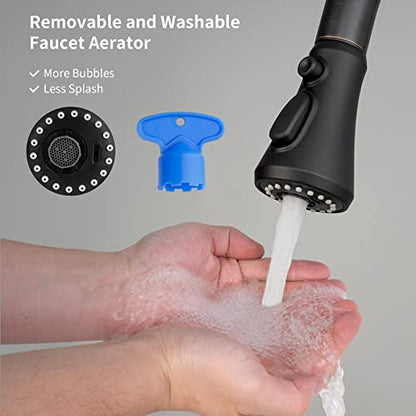 Hibbent Pull Down Spray Head for Kitchen Faucet, NSF/ANSI/CAN 61 & CUPC Certified 3-Function Spray Nozzle, 15 Adapters, Sink Faucet Head Replacement Compatible with Moen, Delta, Kohler, Matte Black - color: Matte Black, style: 1.8 Gallon Per Minute