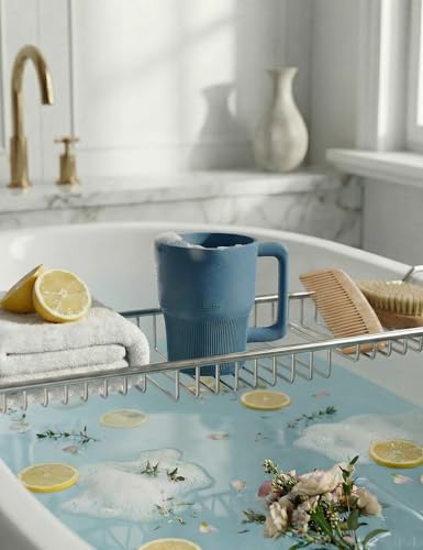 Roslim Silicone Baby Bath Rinse Cup - Shampoo & Body Washing Rinser for Kids & Toddlers, Lightweight Bath Cups for Rinsing Hair, Easy-Grip Handle, Ultra Soft Material (Ocean Blue) - color: Ocean Blue