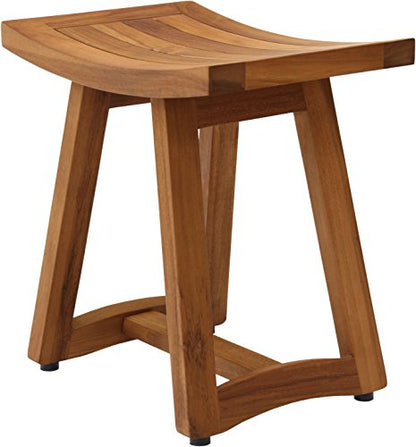 AquaTeak Asia Buru 18" Teak Shower Bench & Premium Teak Oil | Durable, Water-Resistant Teak, Shower Chair & Shaving Foot Rest, Indoor/Outdoor Use - size: B. Bench w/ Teak Oil
