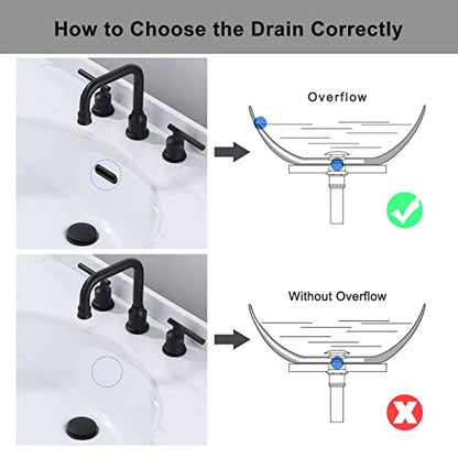 Bathroom Sink Drain, Pop Up Drain Stopper for Bathroom Sink and RV Sink, with Overflow, Matte Black Vessel Sink Drain, Built-in Anti-Clogging Strainer - color: Matte Black, style: Style A: pop up drain