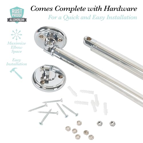 Bath Bliss Curved Shower Rod | Adjustable 44"-78" Inch | Bathroom Shower Curtain and Liner Rod | 33% More Space | Wall Mounted | Easy Installation | Aluminum - color: Aluminum