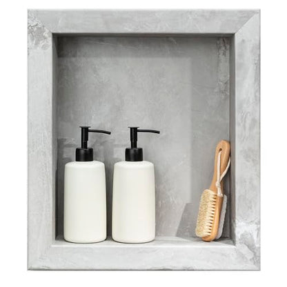 Palisade 17.5 in x 15.5 in Vinyl Shower Niche Smoky Sky/Urban Slope | Waterproof Shower Insert - color: Smoky Sky/Urban Slope