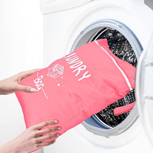2 Pcs Large Travel Laundry Bag Waterproof Wet Dry Bag Washable Dirty Clothes Bag Bathing Suit Workout Bag for Gym Clothes Laundry Wet Clothes Swimming Yoga - color: Pink+Blue