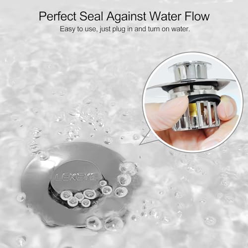 LEKEYE Tub Stopper | Shower Drain Hair Catcher | Pop-up Drain Stopper with Strainer | Bathroom Bathtub Plug | Drain Protector for 1-1/2 to 1-3/4" Bath Drain Hole - color: Silver