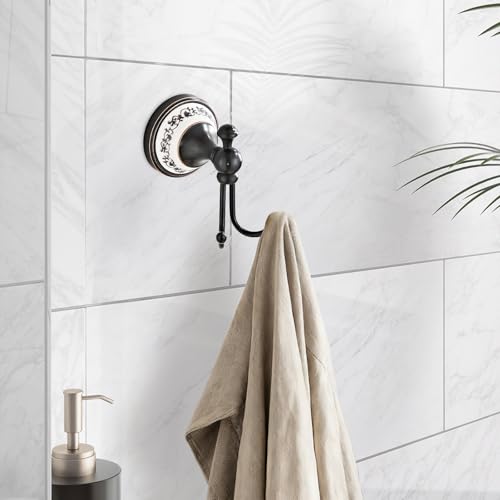 Black Bronze Brass Bath Towel Hooks Wall Mounted Bathroom Clothes Hook, Antique Brass Horn Shape Curved Towel Hooks - color: Black, size: Clothes Hook