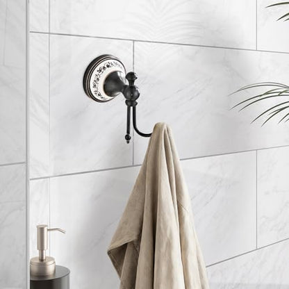 Black Bronze Brass Bath Towel Hooks Wall Mounted Bathroom Clothes Hook, Antique Brass Horn Shape Curved Towel Hooks - color: Black, size: Clothes Hook