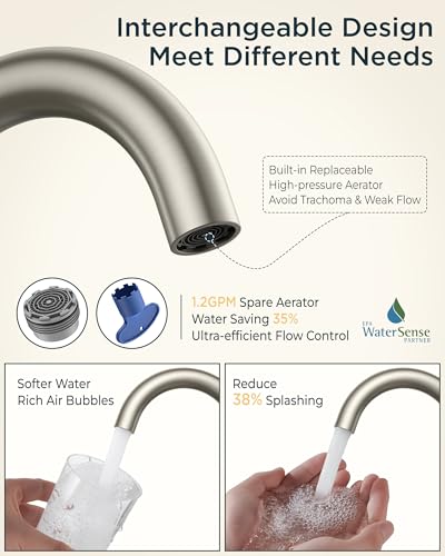 FORIOUS Brushed Nickel Bathroom Faucet 2 Hole, 4" Centerset Faucet Silver | Commercial Bathroom Sink Faucet Brushed Nickel, 4 In Centerset Bathroom Faucet Brushed Nickel with 360° Swivel Spout for RV - color: Stainless Steel, style: Classic