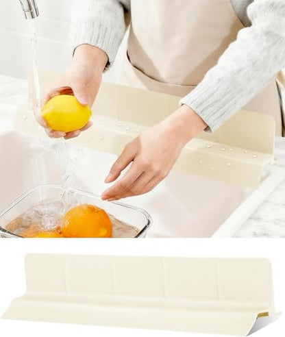 Kitchen Sink Splash Guard 30" 18" 23" Self-Draining Silicone Water Guard with High Splash Wall & Strong Suction Cups for Faucet, Countertop & Sink Edge, Keeps Sinks Dry, Dishwasher Safe,Cream - color: Cream, size: 30" x 3.5"