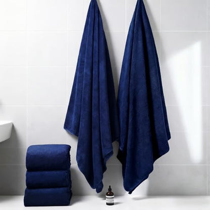 SmoothNovelty 2 Pcs Oversized Bath Towels 40 x 80 Inch, Extra Large Bath Sheets Microfiber Lightweight & Quick Dry, Jumbo Shower Towels for Adults Beach, Gym, Pool, Spa, Travel (Dark Blue) - color: Dark Blue