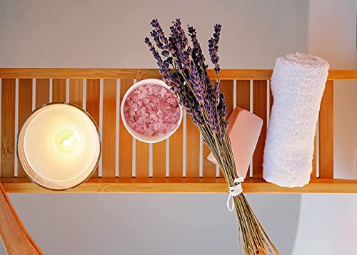 RoyalHouse Bamboo Bath Caddy Tray for Bathtub, Bath Table Tray with Book and Wine Glass Holder, Attractive Design, Suitable for Luxury Spa or Reading, Ideal Gift for Family & Friends - size: 29" x 6" x 1.5"