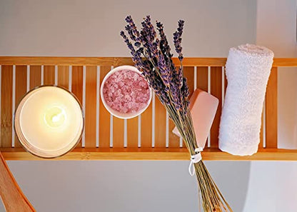 RoyalHouse Bamboo Bath Caddy Tray for Bathtub, Bath Table Tray with Book and Wine Glass Holder, Attractive Design, Suitable for Luxury Spa or Reading, Ideal Gift for Family & Friends - size: 29" x 6" x 1.5"