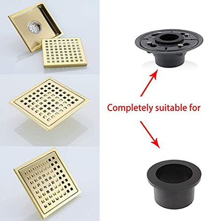 RANDOM Brushed Gold Shower Drain Square 6 Inch Shower Floor Drain with Grid Grate & Removable Hair Strainer 304 Stainless Steel Shower Drain Cover Bathroom Accessories.98738BG - color: C-brushed Gold-6″ Square