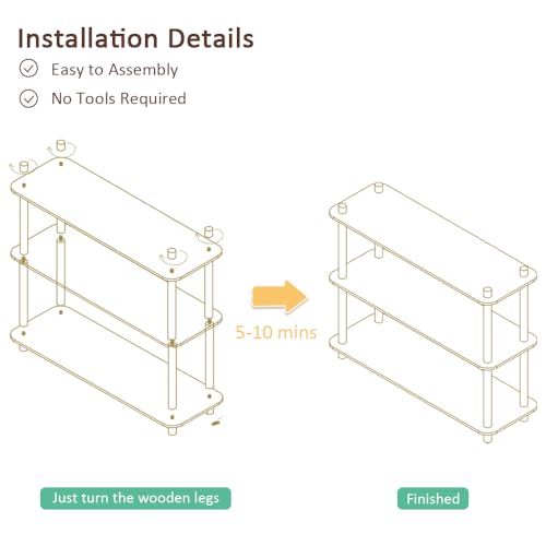 3-Tier Bamboo Freestanding Shelf Unit, Versatile Open Shelf Display - size: 31.5''W 3-tier