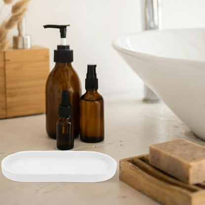 Totority Elegant White Ceramic Bathtub Tray with Large Capacity, Minimalist Design, Easy to Clean Vanity Tray for Bathroom, Decorative Cosmetic Holder and Phone or Book Rest