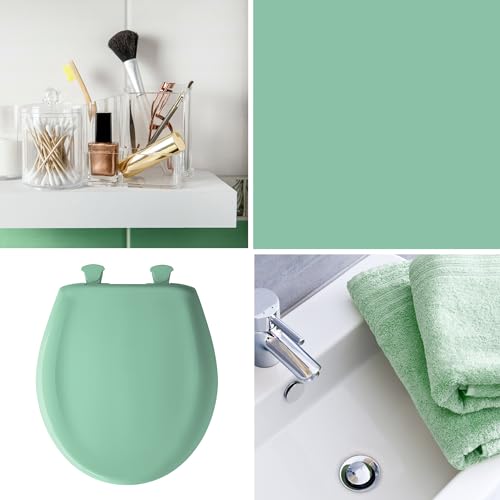 Bemis Classic Colors Slow Close Toilet Seat, Easy Clean Hinges and Durable Plastic Seat, Made in USA, Round, Ming Green - color: Ming Green, size: Round