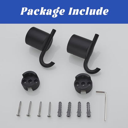 Matte Black Coat Hooks, Stainless Steel Hooks, Towel Hooks for Hanging Robes, Aprons, Coats and Hats in Bathrooms,Kitchens and Hotels,SW-96068-8MB-2. - color: Double Hook-Matte Black