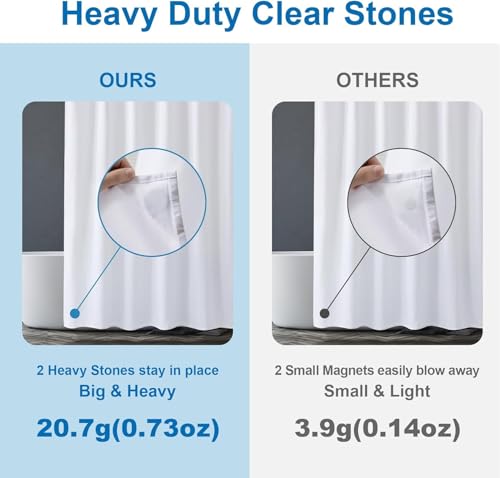 Small Stall Shower Curtain Liner Washable, 48x72 Inches, Fabric Shower Liner with 2 Bottom Stones, Narrow Waterproof RV Shower Curtain Liner, 8 Grommet Holes, Hotel Quality, White - color: White, size: 48"W x 72"L (Pack of 1)