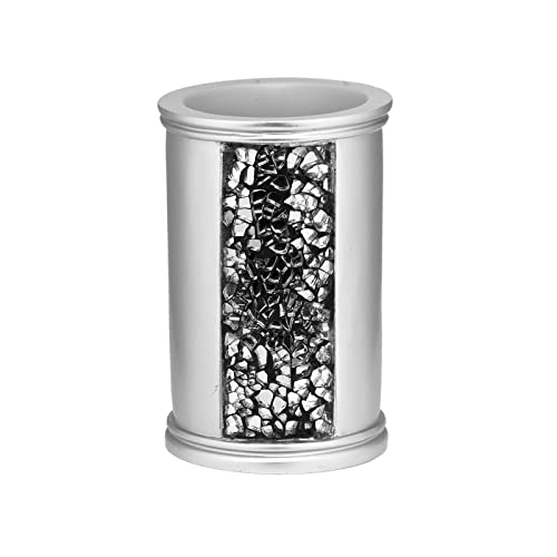 Zahari Home Sinatra Bath Tumbler Toothbrush and Toothpaste Holder Makeup Brushes Organizer, Silver - color: Silver, size: 4.25" x 3" x 3" Tumbler