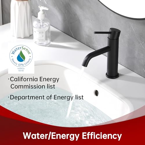 SUMERAIN Matte Black Bathroom Sink Faucet Single Handle Single Hole | Lead-Free, Stainless Steel, with Faucet Supply Lines, Easy DIY Install - color: Matte Black, size: Undermount Sink faucet