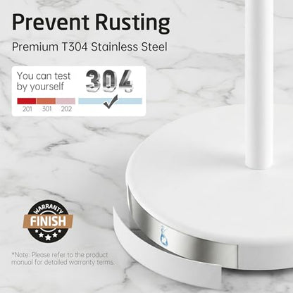 KES White Toilet Paper Holder Stand, Freestanding with Heavy Base | 304 Stainless Steel, Rustproof, 20.2-Inch Height, Anti-Slip Base, Fits All Rolls, Easy 1-Min Assembly - color: White, size: 20.2" H