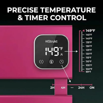 2 Panel Pink Heated Towel Rack for Bathroom Towel Warming | Fast-heat in 2-3 minutes. Dry towels in 4 hours. Smart thermo control and precise timer, Work with Smart Plug. - size: 2 Panel