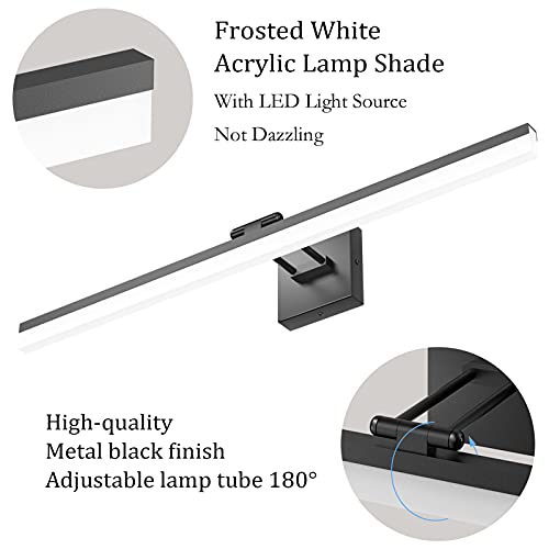 Ralbay 32" Matte Black Bathroom Vanity Light - 18W Adjustable Modern LED Lighting Fixture for Bathroom (6000K Cool White Light) - color: Black, size: 32 inch