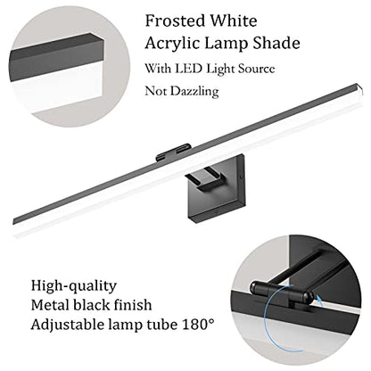 Ralbay 32" Matte Black Bathroom Vanity Light - 18W Adjustable Modern LED Lighting Fixture for Bathroom (6000K Cool White Light) - color: Black, size: 32 inch