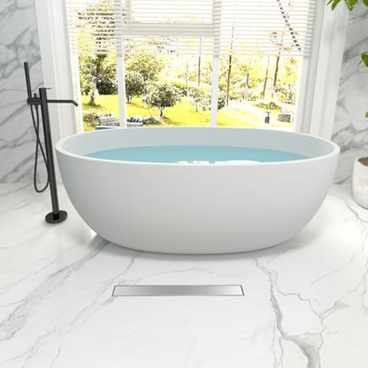 Linear Shower Drain - 24 Inch Brushed Nickel, with Tile Insert Panels | AISI 304 Stainless Steel Shower Drain with Adjustable Feet, Hair Catcher, Rectangle Shower Floor Drain Fits Bathroom, Balcony - color: Brushed Nickel, size: 24 Inch
