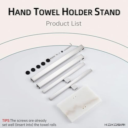 KOKOSIRI Hand Towel Holder Stand Towel Rack with Marble Base, Bathroom Kitchen Vanity Polished Stainless Steel Towel Bar 15.7'' Height THS0001-SM-CH - color: Polished Chrome, size: 2-Bar