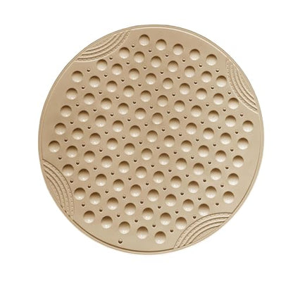 Shower Mat Anti-Slip 21.6'' Round Bathtub Mat with Suction Cups Machine Washable Shower Bath Mat - color: Khaki