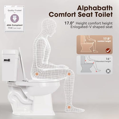 17.3” Elongated Toilet with Soft Close Seat, Two piece Toilets for Bathroom | Nano Self-Cleaning Glaze, 1.27 GPF, Watersensed/ADA/MAP1000/cUPC, Easy to Clean & Install, 12" Rough-In - color: TPT005 - 1.27 GPF single flush