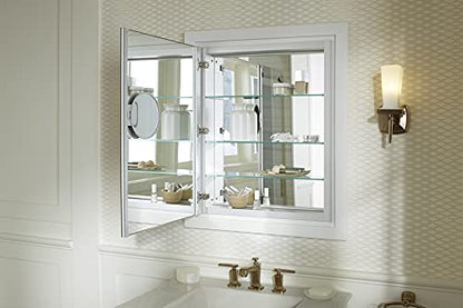 Kohler 99007-NA Verdera® Recessed or Surface Mount Bathroom Medicine Cabinet with Mirror, Bathroom Wall Cabinet with Interior Magnifying Mirror, Slow-Close Doors, 24 in. W x 30 in. H - size: 24" W x 30"H, style: Magnifying Mirror + Slow Close