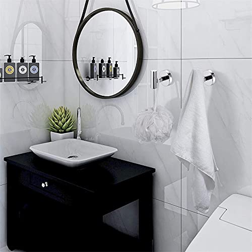 Nolimas Towel Coat Hook Polished Chrome SUS304 Stainless Steel Bathroom Clothes Cabinet Closet Sponges Robe Hook Wall Mounted Round Kitchen Heavy Duty Door Hanger 6 Packs - color: 6pcs Polished Chrome