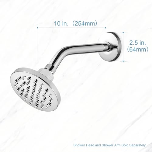 OFFO Shower Arm with Flange, 10 in Wall Mount Replacement Angle Shower Head Arm Wall-Mounted For Fixed Shower Head & Handheld Showerhead, Chrome - color: Chrome, style: 10 in
