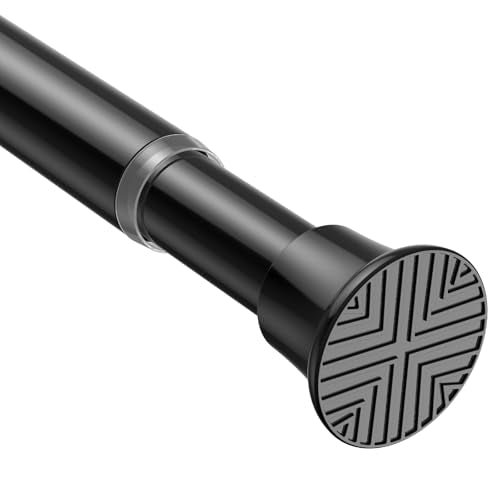 Spring Tension Curtain Rod 30-76 Inch Black Shower Curtain Rod 1pcs | Adjustable Curtain Rods No Dilling Spring Curtain Tension Rod Extendable Tension Rods for Windows Bathroom Doorway Kitchen - color: black, size: 30-76 inch-1pc