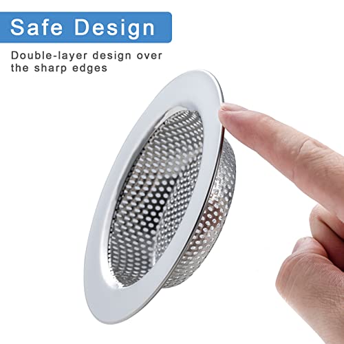 2 Pcs Sink Strainer Double-Layer Safe Design for Kitchen Sink Drain Basket | Upgraded Double-Layer Safe Kitchen Sink Strainer, No Finger Cuts, 4.5 Inch Outer Diameter, Fits Most Sinks - color: Silver(2 Pcs)