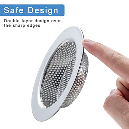 Honmein 3 Pcs Sink Strainer for Most Kitchen Sink Drain Basket, Upgraded Double-Layer Safe Design Kitchen Sink Strainer (Outer Diameter 4.5 Inch) | Upgraded Double-Layer Safe Kitchen Sink Strainer, No Finger Cuts, 4.5 Inch Outer Diameter, Fits Most Sinks