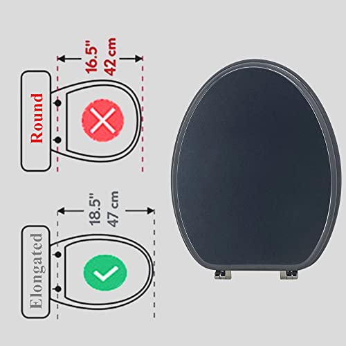 Elongated Toilet Seat Wood Toilet Seat Prevent Shifting with Zinc Alloy Hinges American Standard Size Toilet Seat Easy to Install also Easy to Clean(Elongated,Navy Black Blue) - color: Navy Blue, size: Elongated