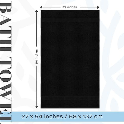 White Classic Luxury Black Bath Towels Extra Large | 100% Soft Cotton 700 GSM Thick 2Ply Absorbent Quick Dry Hotel Bathroom Towel | 27x54 Inch | Black | Set of 4 - color: 04: Black