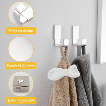 Brass Towel Hook, Bathroom Robe Coat Clothes Hook, Polished Chrome | Wall Mounted with Screws for Bathroom, Kitchen, Hotel, Garage, Laundry, Square Coat and Hat Hooks, Rustproof & High Quality - color: Polished Chrome, size: 1 Pack