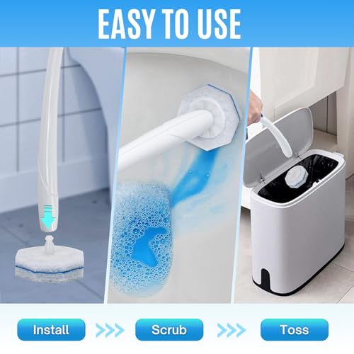 Disposable Toilet Wand Refills Compatible with Clorox Toilet Cleaning Scrubber, 60 Count Toilet Bowl Cleaner Brush Refill Pads