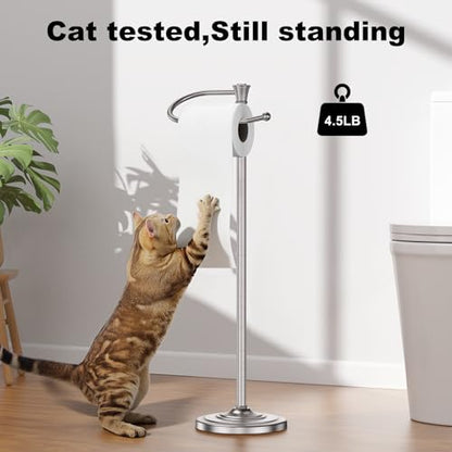Toilet Paper Holder Free Standing, 25” H Stainless Steel Nickel Toilet Paper Stand, Weighted Base Floor Tissue Roll Holder for Bathroom,Toilet Roll Stand - color: Nickel